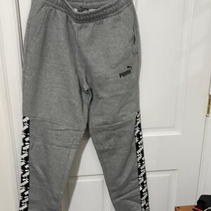 Puma Kids Gray Sweatpants with Logo Stripes